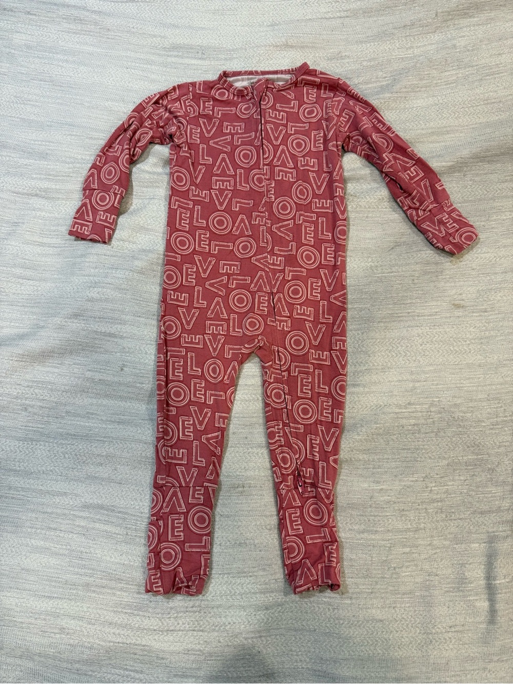 Children's Maroon Graphic Zip-Front Footie